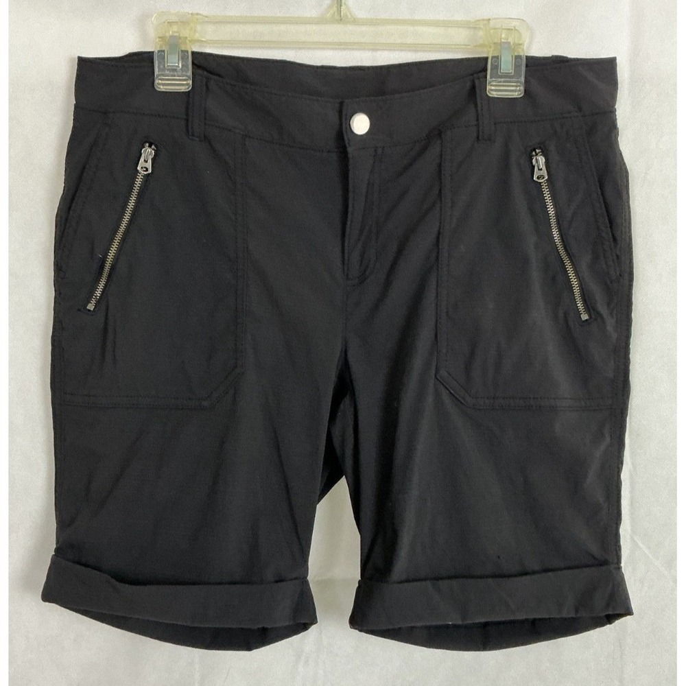 Athleta Women Trekkie Mid Rise Cuffed Bermuda Shorts Black 14 Hiking Outdoor